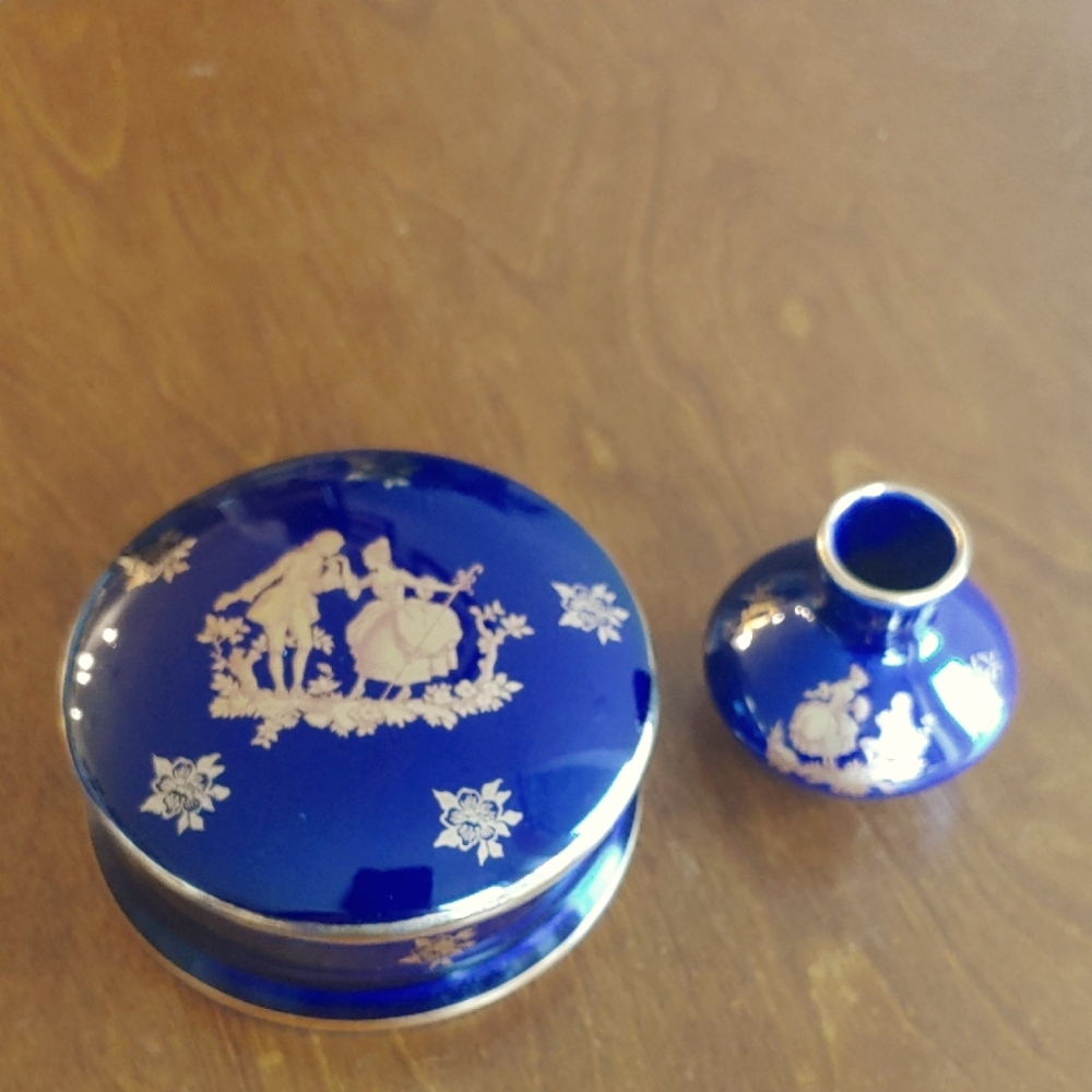 Limoges cobalt blue (2 items) porcelain items